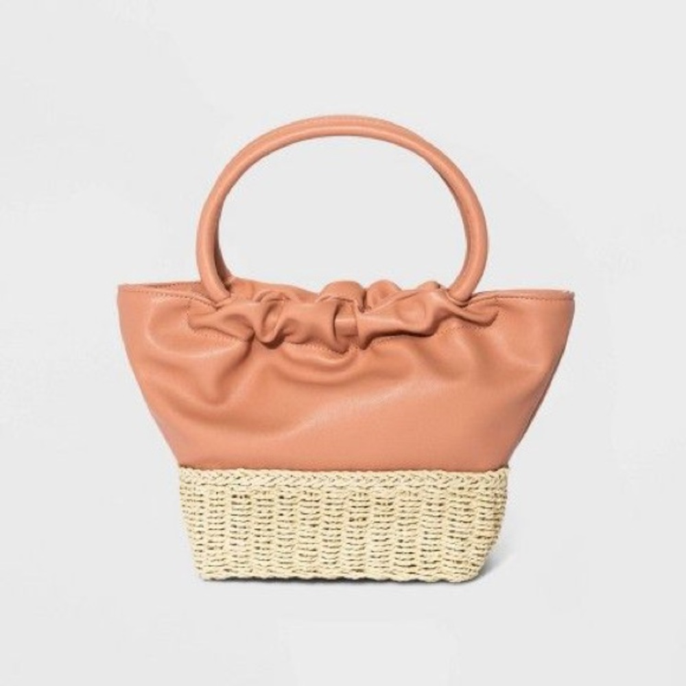 Straw Mini Tote Handbag - A New Day™ Natural
